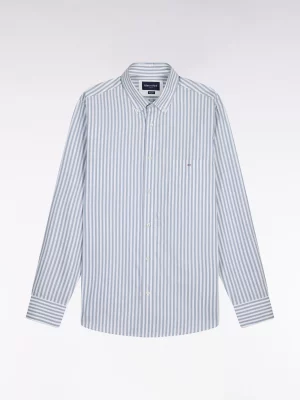 Chemise Manches Longues Sport Rayure Baton Large Bleu Clair