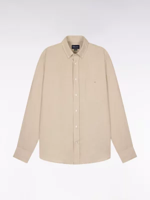 Chemise Manches Longues Sport Lin Uni Beige Clair
