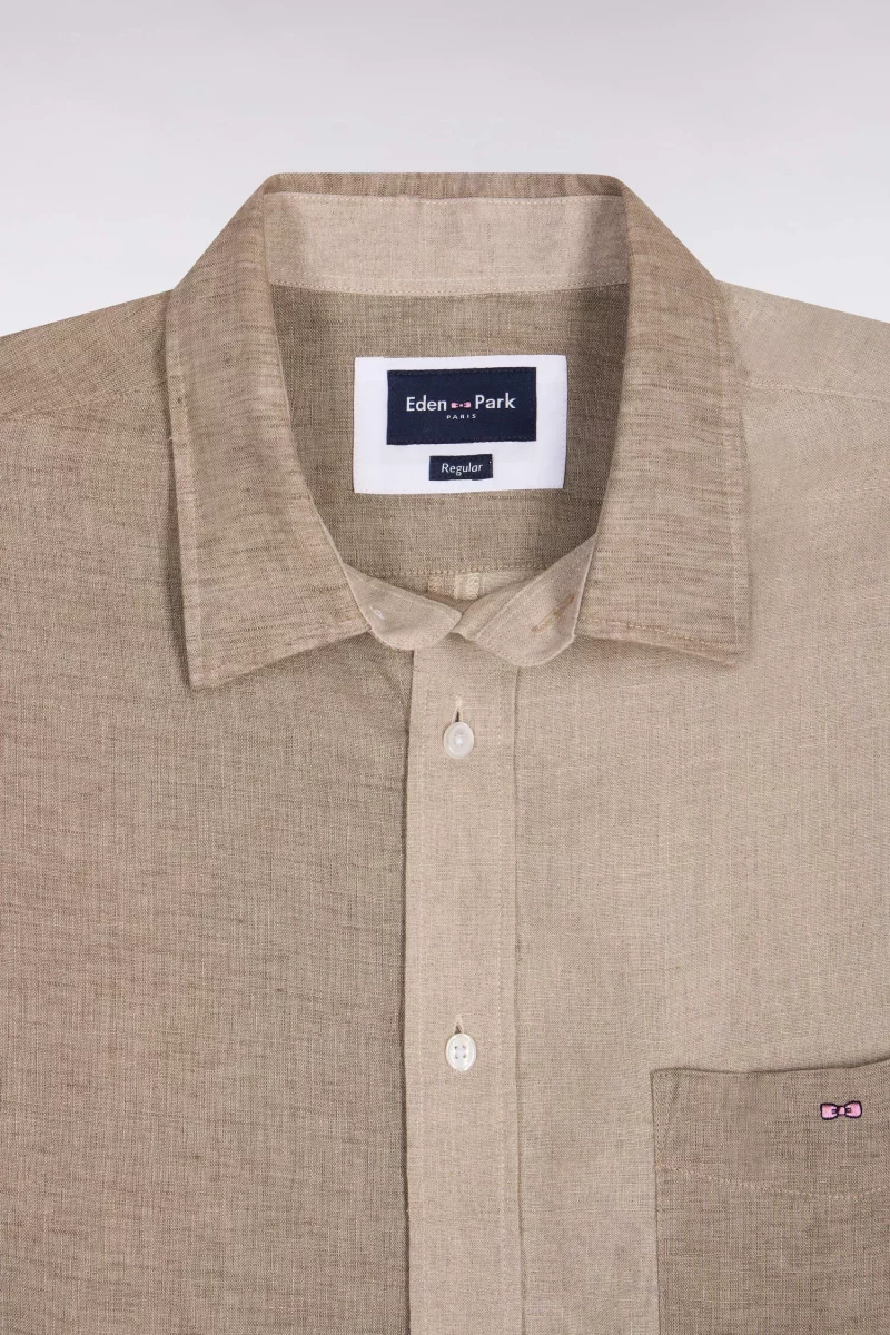 Chemise Manches Longues Sport Lin Japonais Beige Moyen – Image 2