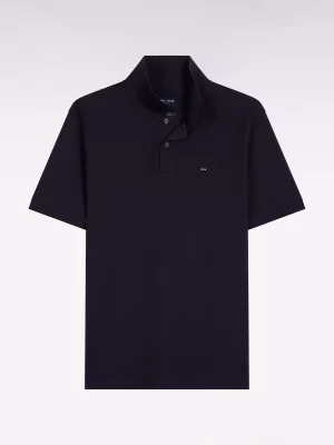 Polo Manches Courtes Pima Pique Uni Bleu Fonce