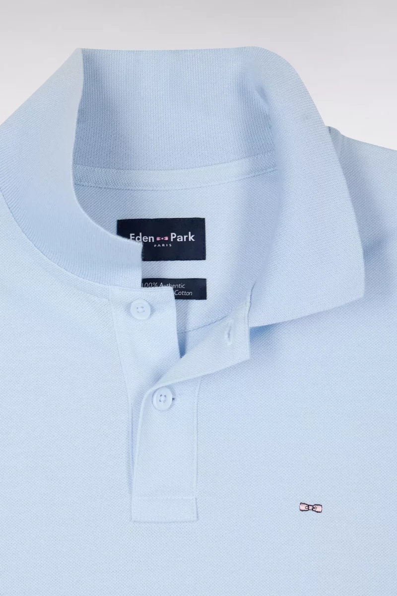 Polo Manches Courtes Pima Pique Uni Bleu Clair – Image 2