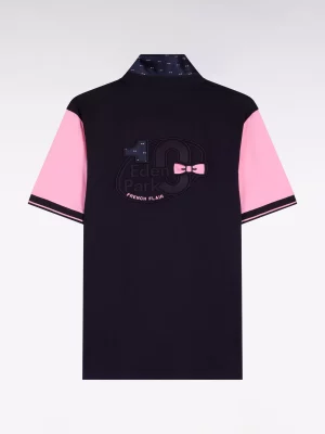 Polo Manches Courtes Broderie 10 Dos Bleu Fonce