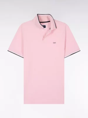 Polo Manches Courtes Liseret Col Rose Clair