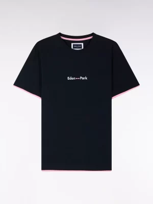 T-shirt Manches Courtes Brderie Eden Poitrine Bleu Fonce