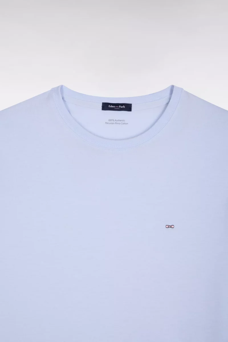 T-shirt Manches Courtes Pima Coton Uni Bleu Clair – Image 2
