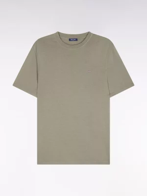 T-shirt Manches Courtes Pima Coton Uni Kaki Moyen