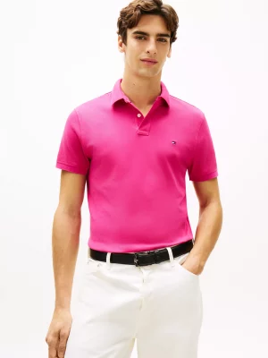 Polo Manches Courtes Regular Pique Uni Rose Moyen