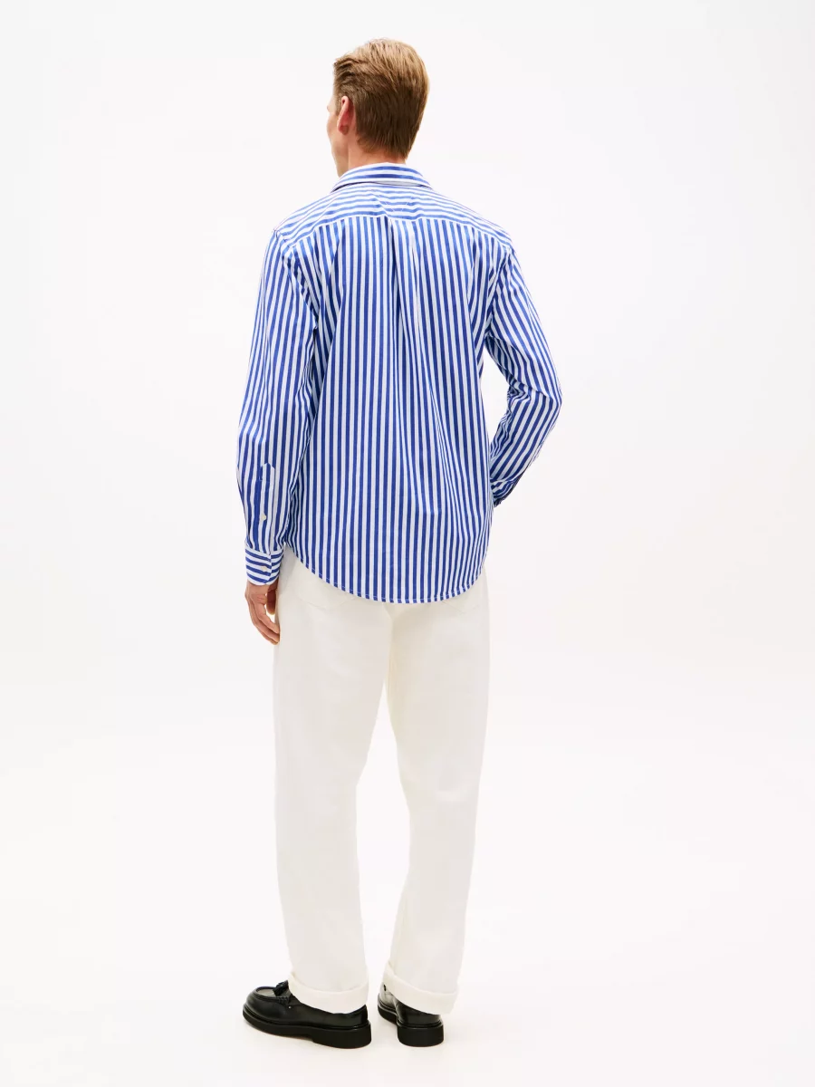 Chemise Manches Longues Sport Rayure Large Bleu Moyen – Image 2