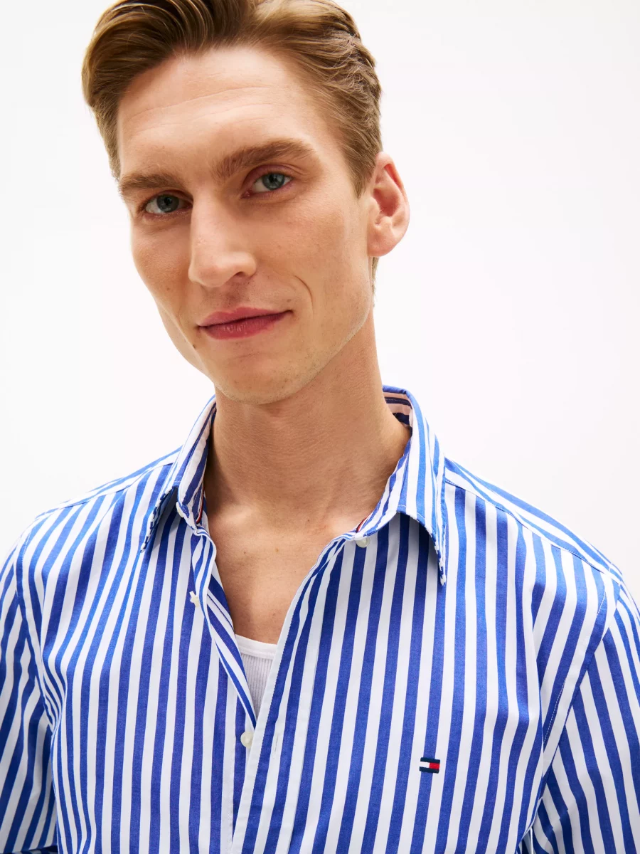 Chemise Manches Longues Sport Rayure Large Bleu Moyen – Image 3