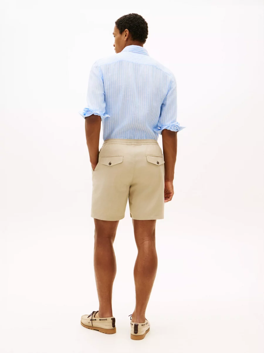 Pantalon Bermuda Lin Elastique Beige Clair – Image 2