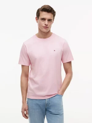 T-shirt Manches Courtes Uni Col Rond Rose Clair