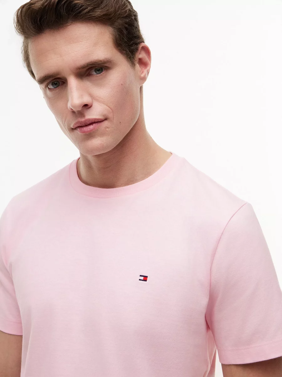 T-shirt Manches Courtes Uni Col Rond Rose Clair – Image 3