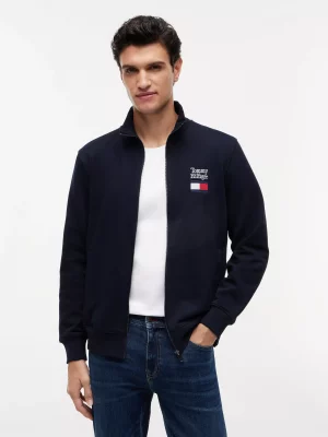 Gilet Manches Longues Molleton Zip Uni Bleu Fonce