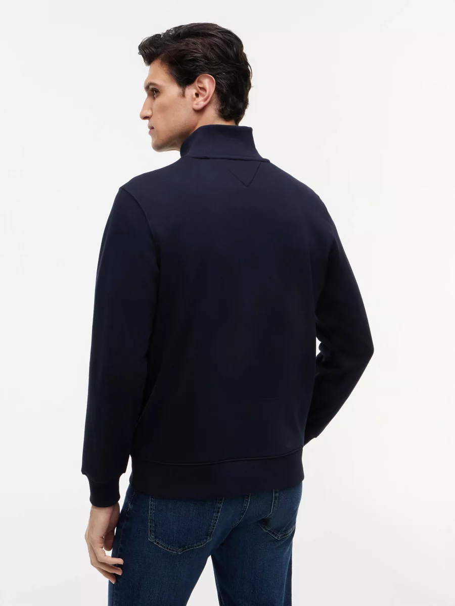 Gilet Manches Longues Molleton Zip Uni Bleu Fonce – Image 3