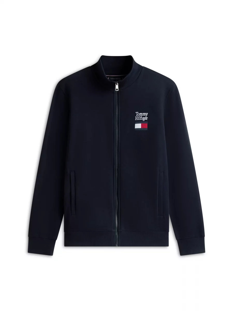 Gilet Manches Longues Molleton Zip Uni Bleu Fonce – Image 4