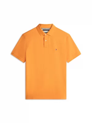 Polo Manches Courtes Regular Pique Uni Orange Moyen