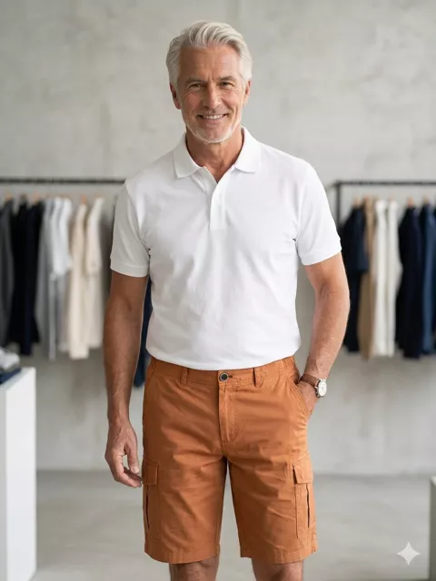 Pantalon Bermuda Cargo Elastique Orange Moyen – Image 2