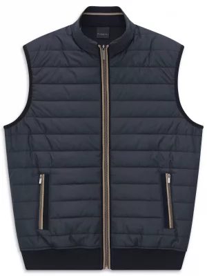 Gilet Manches Longues Bi-matiere Sans Manche Bleu Fonce