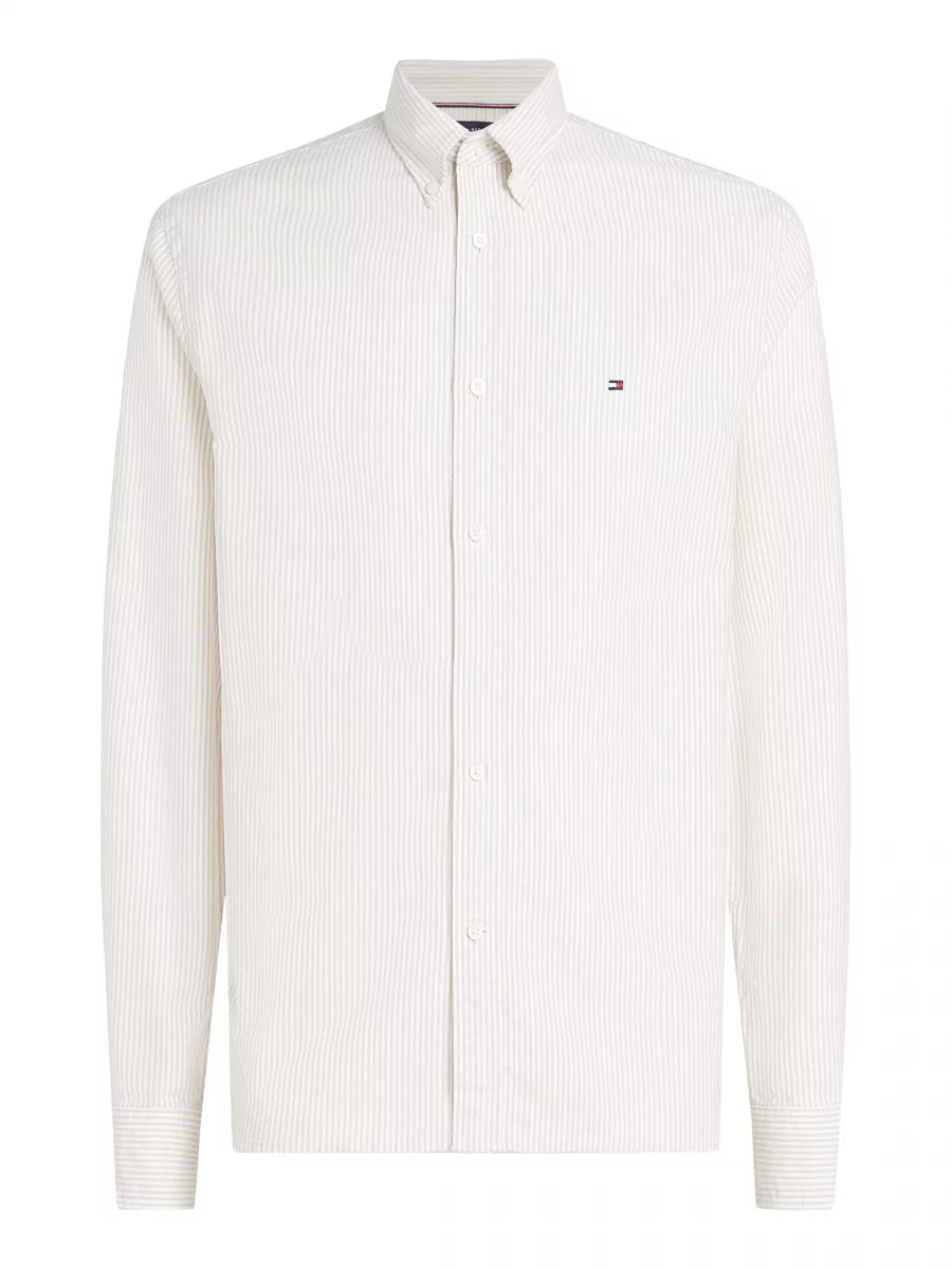 Chemise Manches Longues Sport Oxford Rayure Beige Moyen – Image 5