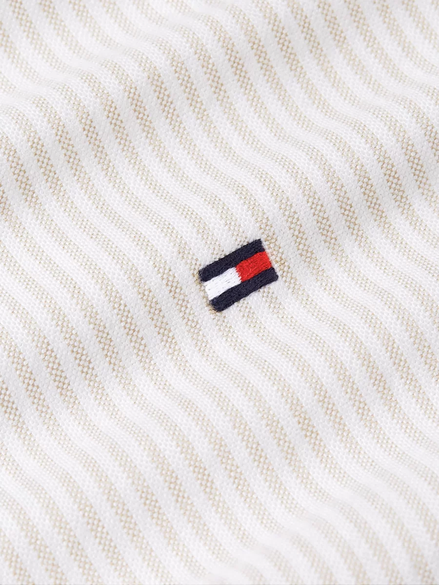 Chemise Manches Longues Sport Oxford Rayure Beige Moyen – Image 7