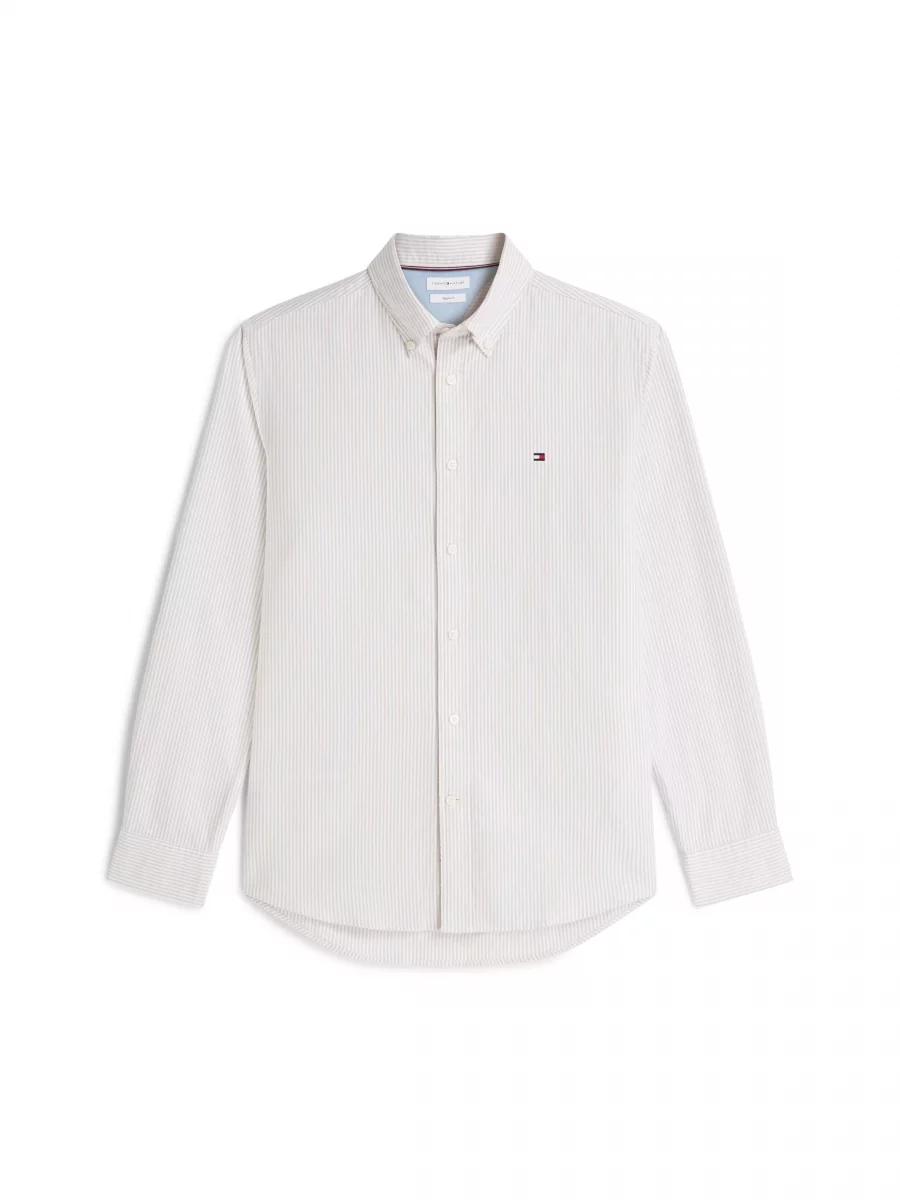 Chemise Manches Longues Sport Oxford Rayure Beige Moyen – Image 8