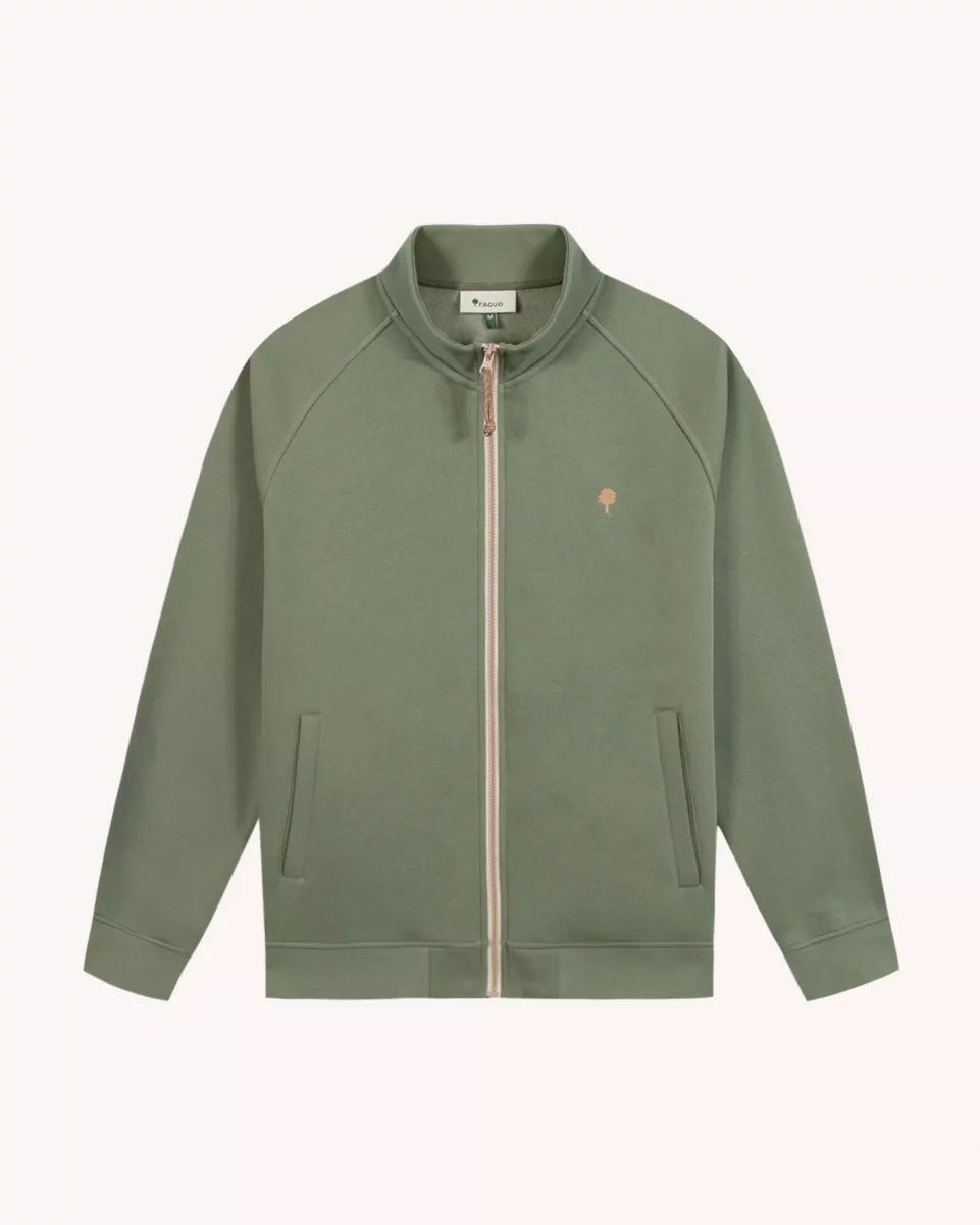 Gilet Manches Longues Molleton Zip Vert Moyen