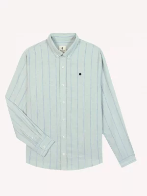 Chemise Manches Longues Sport Rayure Espacee Vert Clair