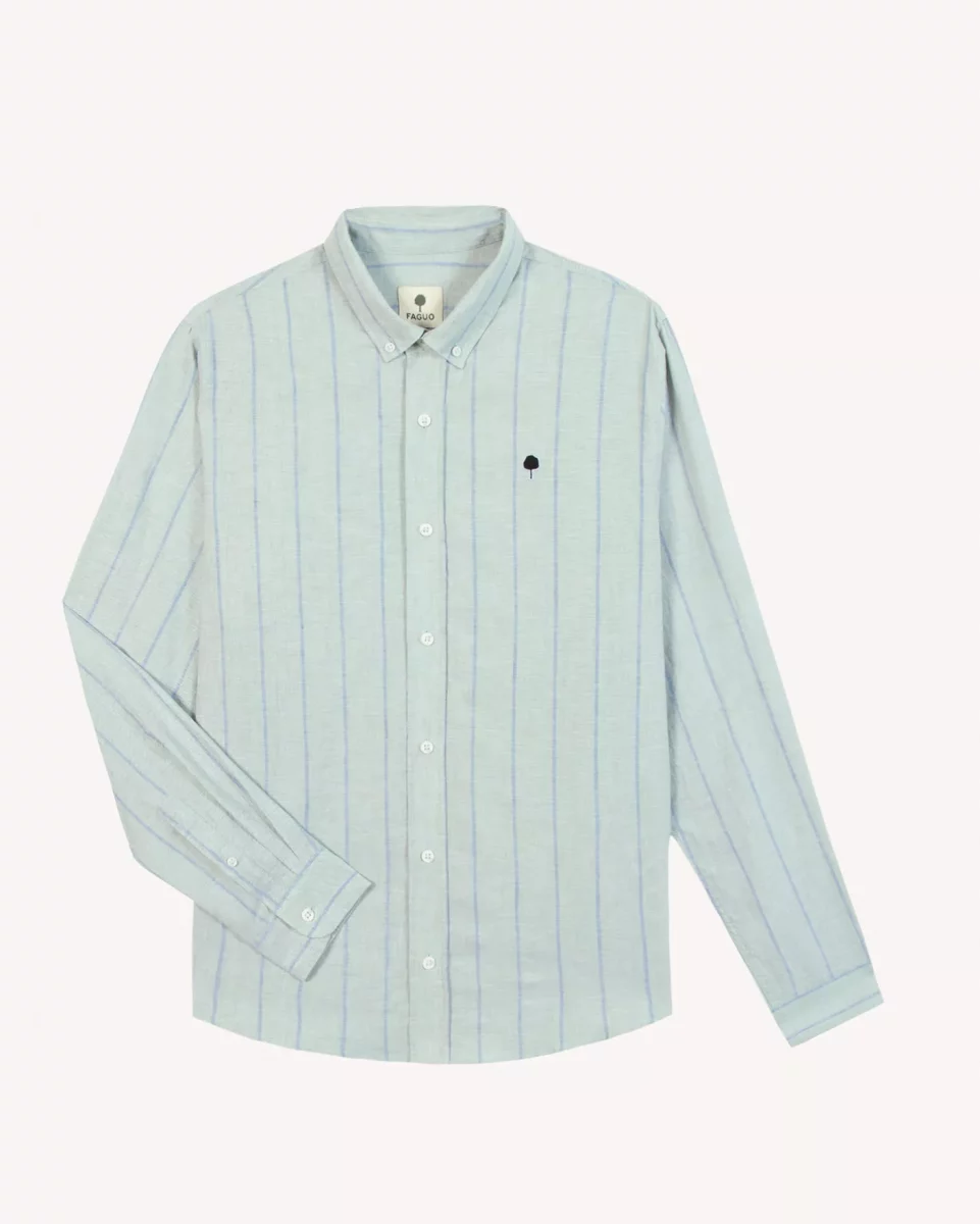 Chemise Manches Longues Sport Rayure Espacee Vert Clair