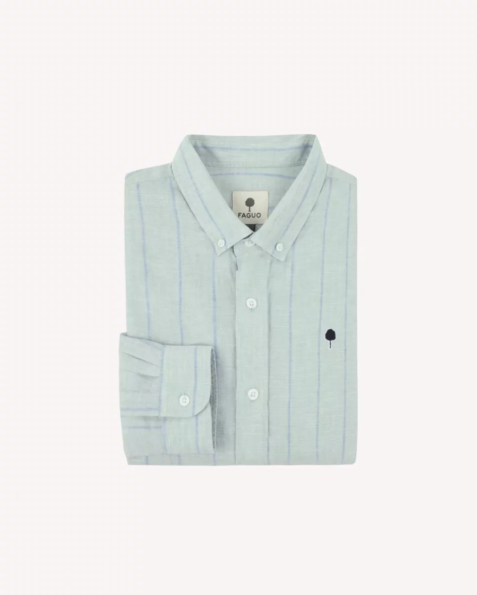 Chemise Manches Longues Sport Rayure Espacee Vert Clair – Image 2
