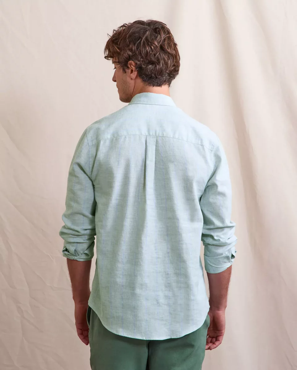 Chemise Manches Longues Sport Rayure Espacee Vert Clair – Image 5