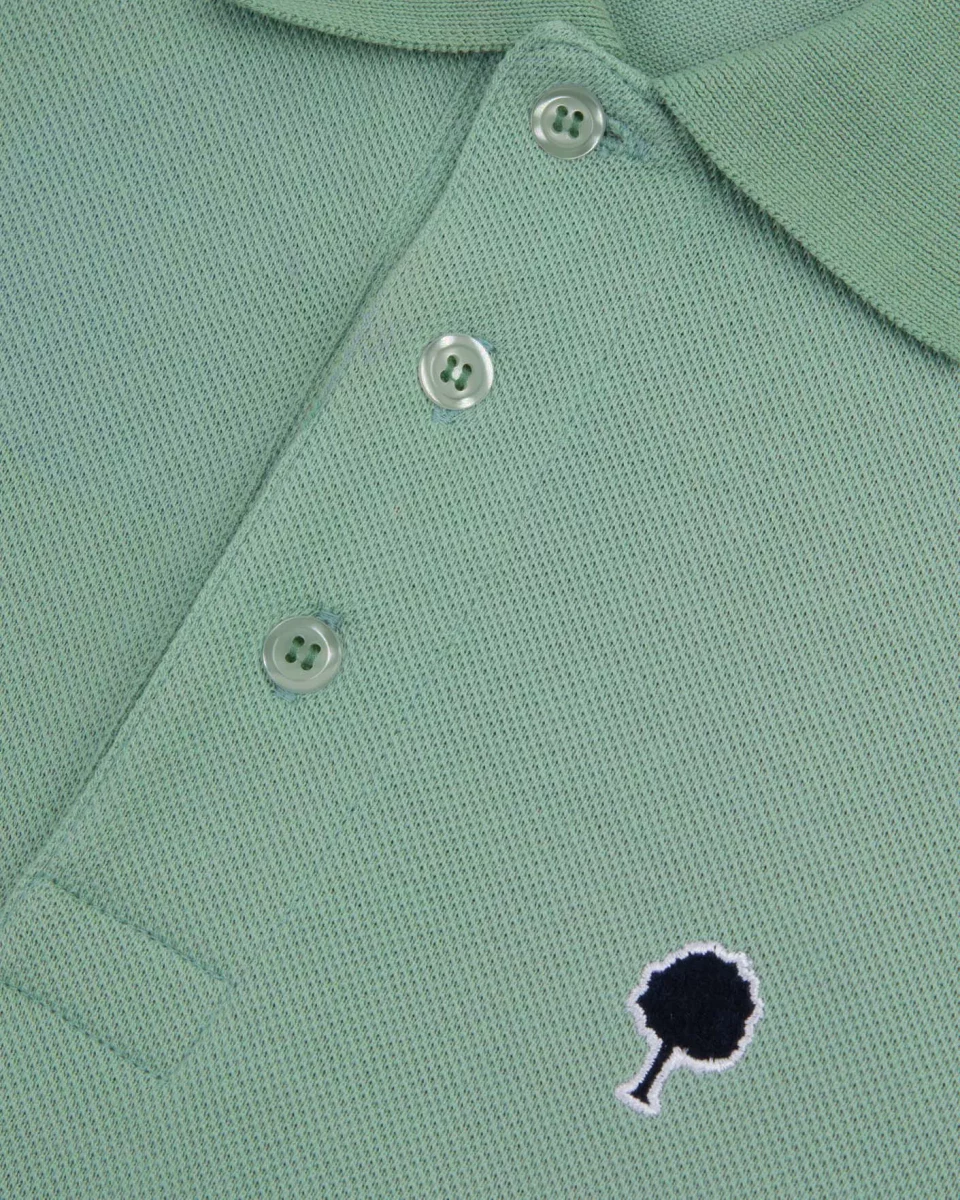 Polo Manches Courtes Pique Uni Vert Clair – Image 2