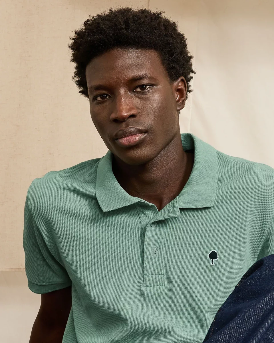 Polo Manches Courtes Pique Uni Vert Clair – Image 4