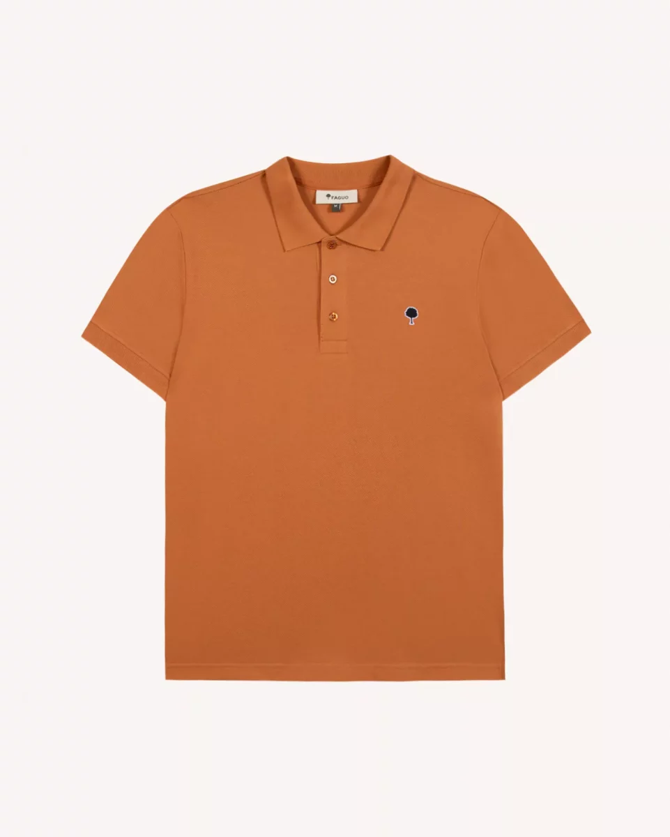 Polo Manches Courtes Pique Uni Orange Moyen