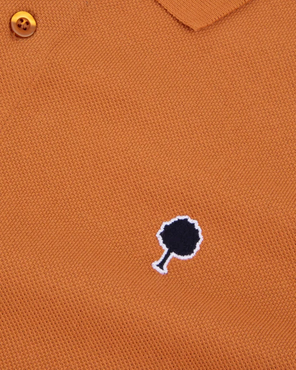 Polo Manches Courtes Pique Uni Orange Moyen – Image 2