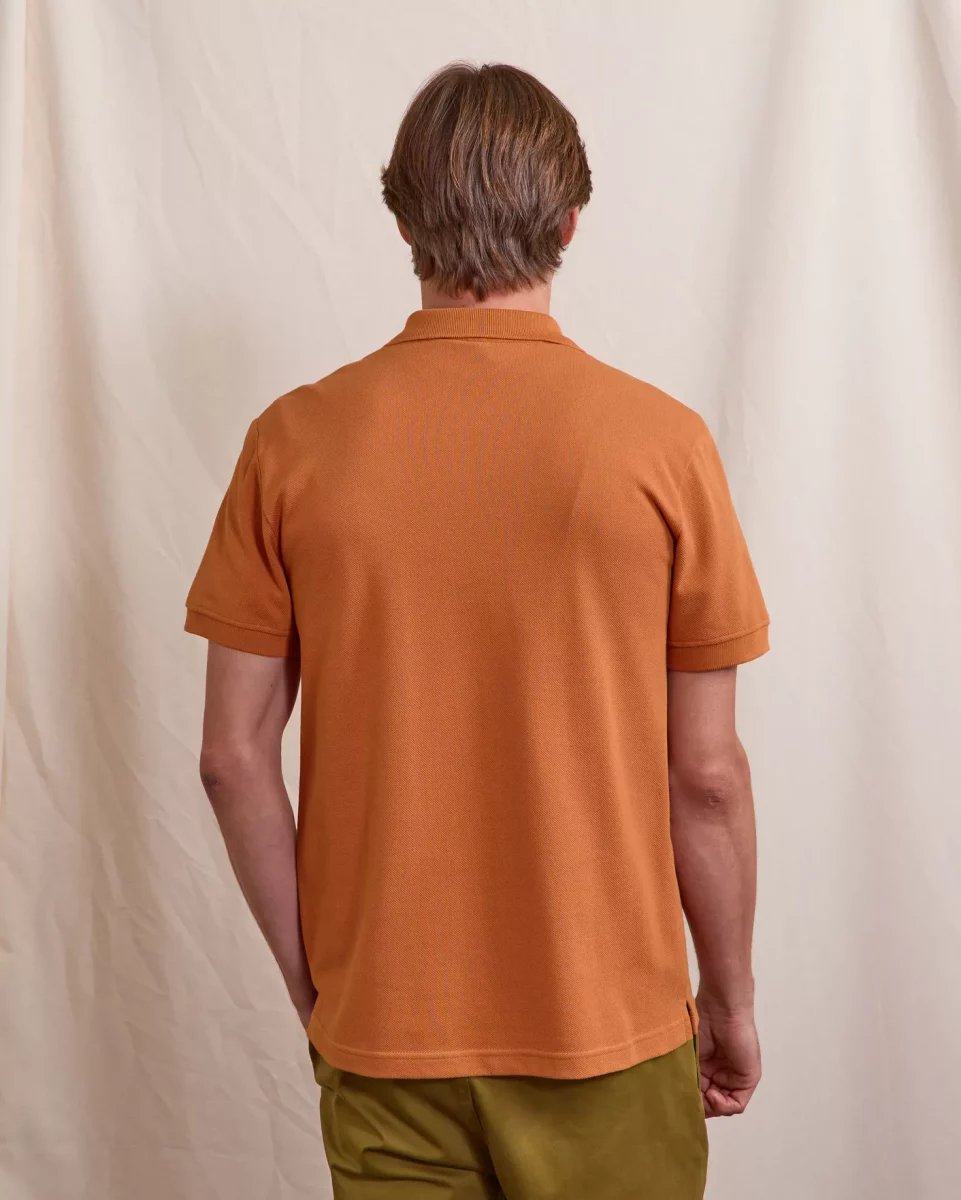 Polo Manches Courtes Pique Uni Orange Moyen – Image 4