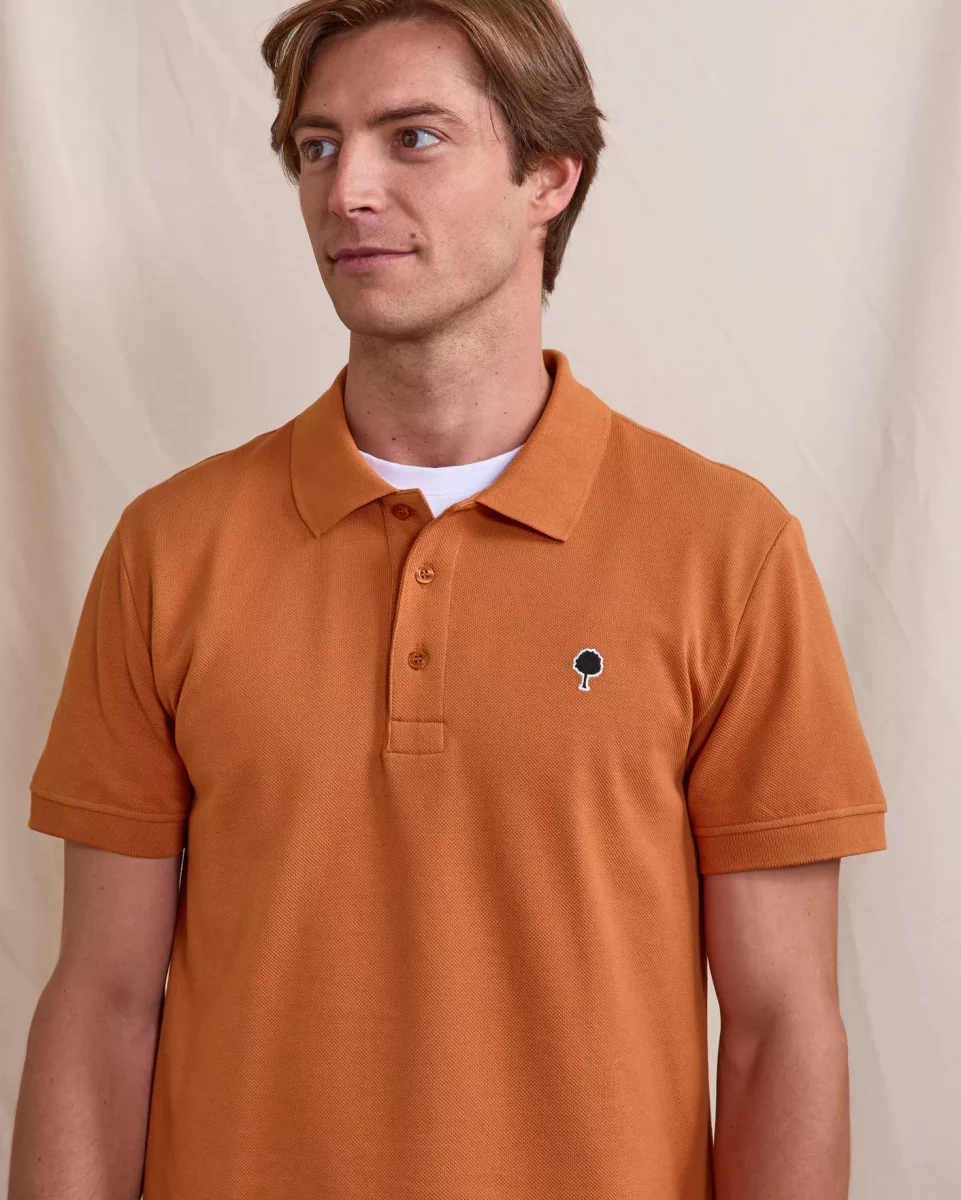 Polo Manches Courtes Pique Uni Orange Moyen – Image 5