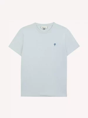 T-shirt Manches Courtes Broderie Arbre Bleu Clair