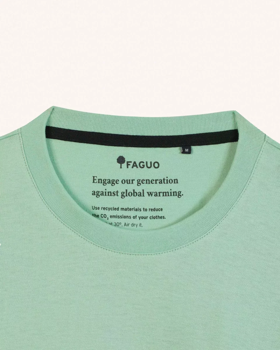 T-shirt Manches Courtes Broderie Arbre Vert Clair – Image 3