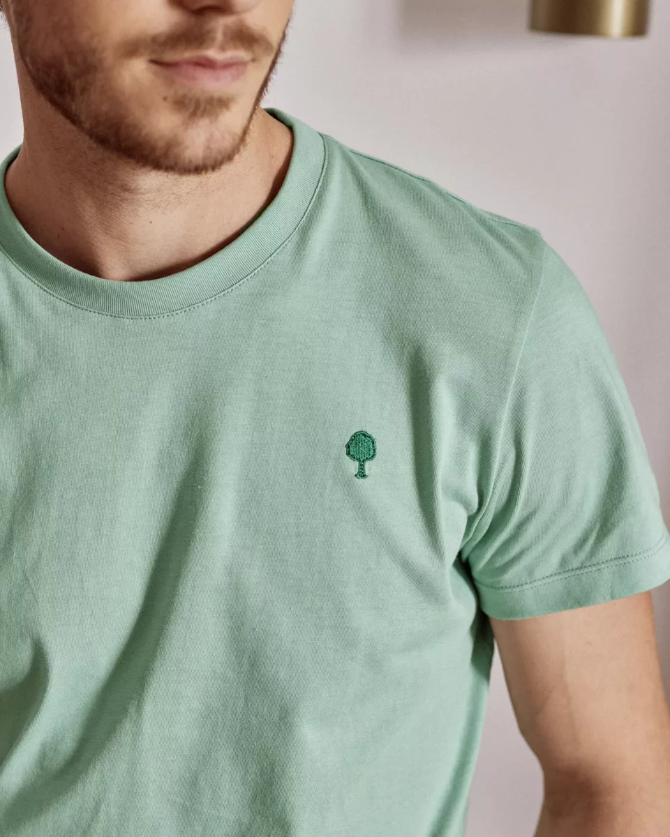 T-shirt Manches Courtes Broderie Arbre Vert Clair – Image 6