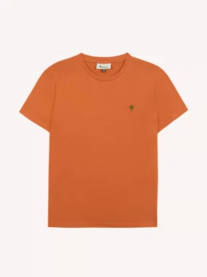 T-shirt Manches Courtes Broderie Arbre Orange Moyen