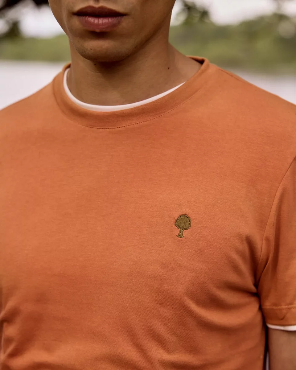 T-shirt Manches Courtes Broderie Arbre Orange Moyen – Image 4