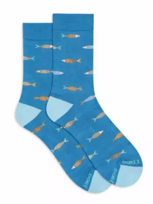 Accessoire Chaussettes Fantaisie Poisson Bleu Fonce
