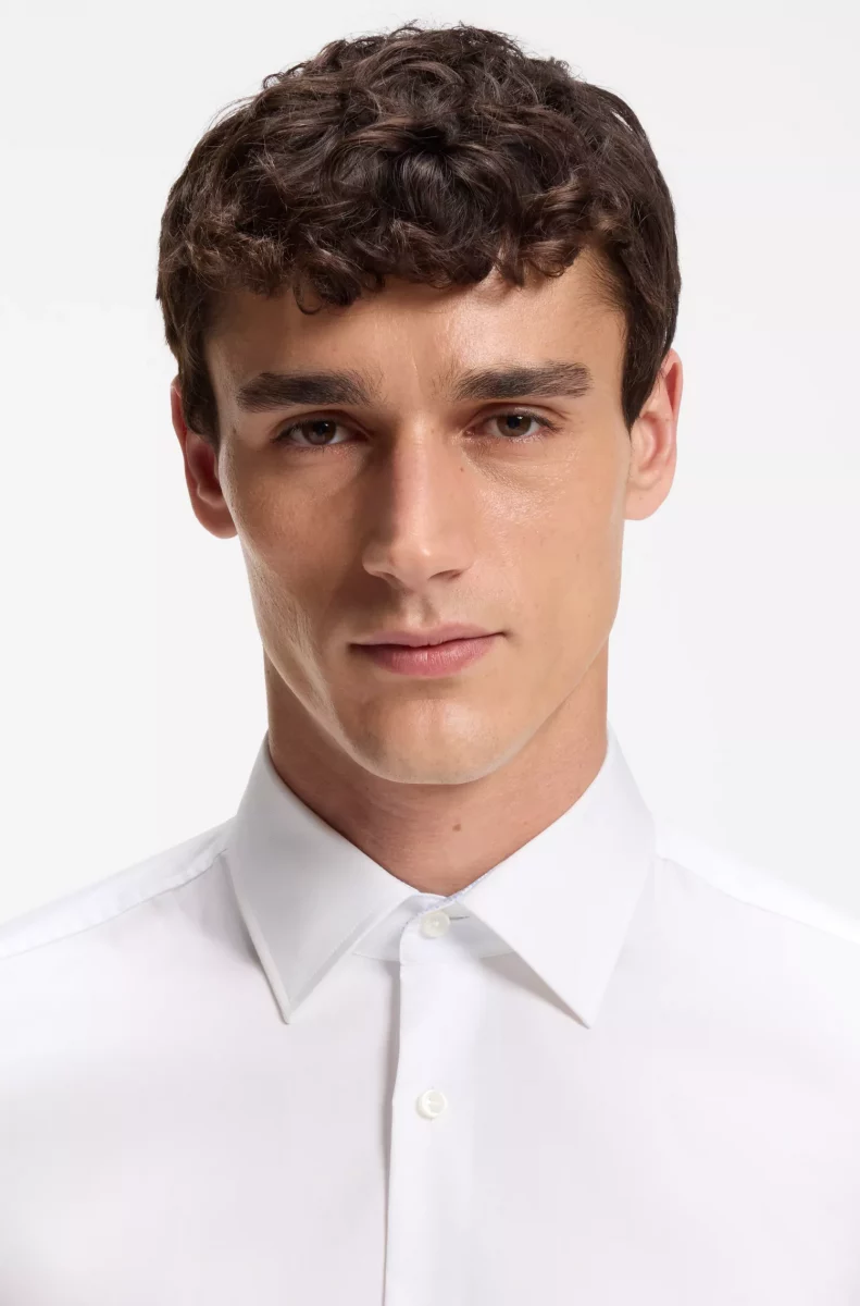 Chemise Manches Longues Ville Pop Unie Avec Oppo Blanc – Image 3