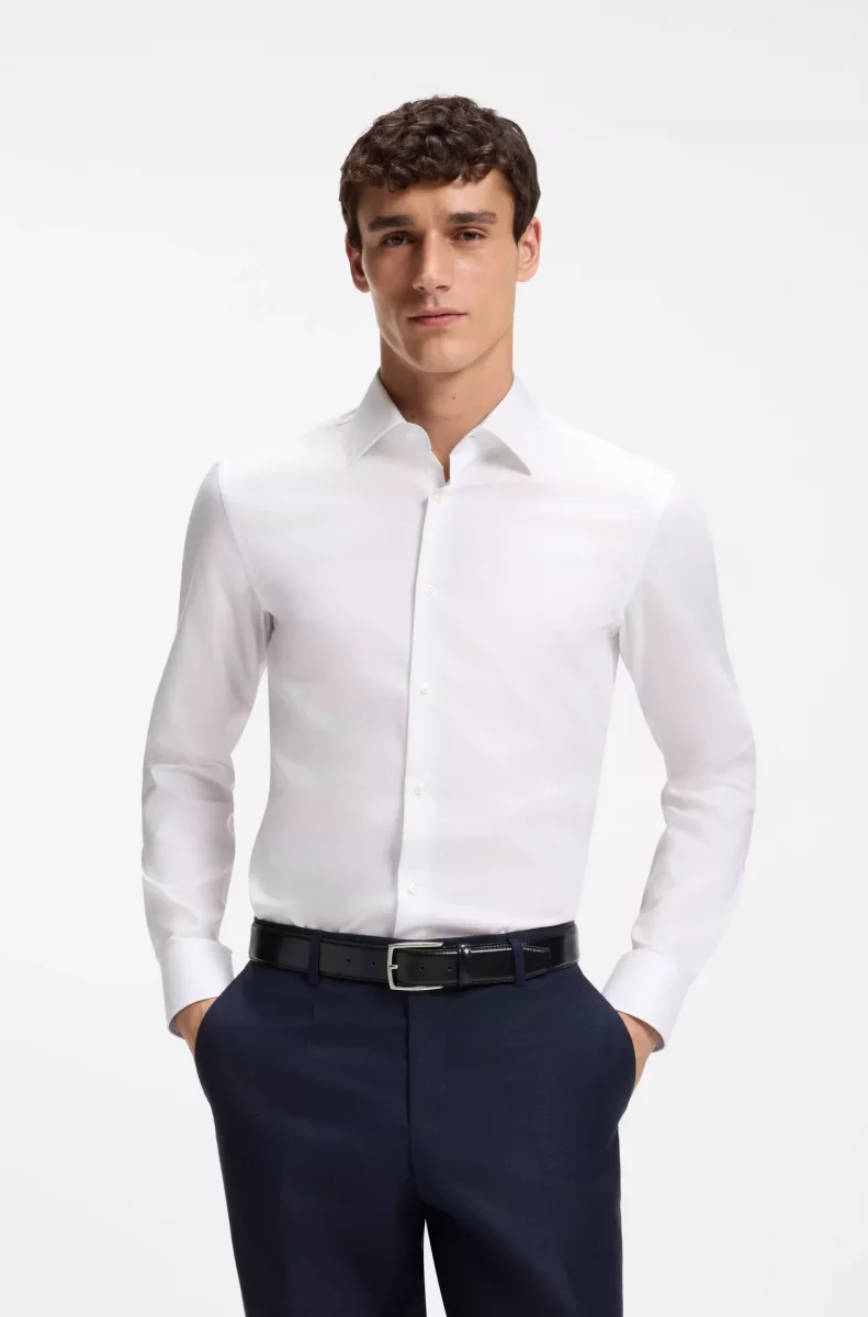 Chemise Manches Longues Ville Pop Unie Avec Oppo Blanc – Image 5