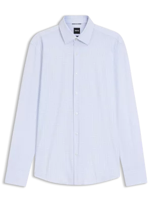 Chemise Manches Longues Ville Performance Imprime Carre Bleu Clair