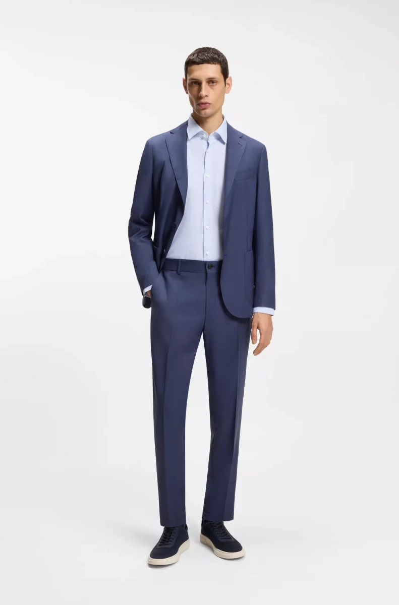 Chemise Manches Longues Ville Performance Imprime Carre Bleu Clair – Image 2