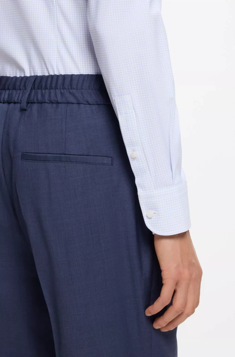 Chemise Manches Longues Ville Performance Imprime Carre Bleu Clair – Image 4