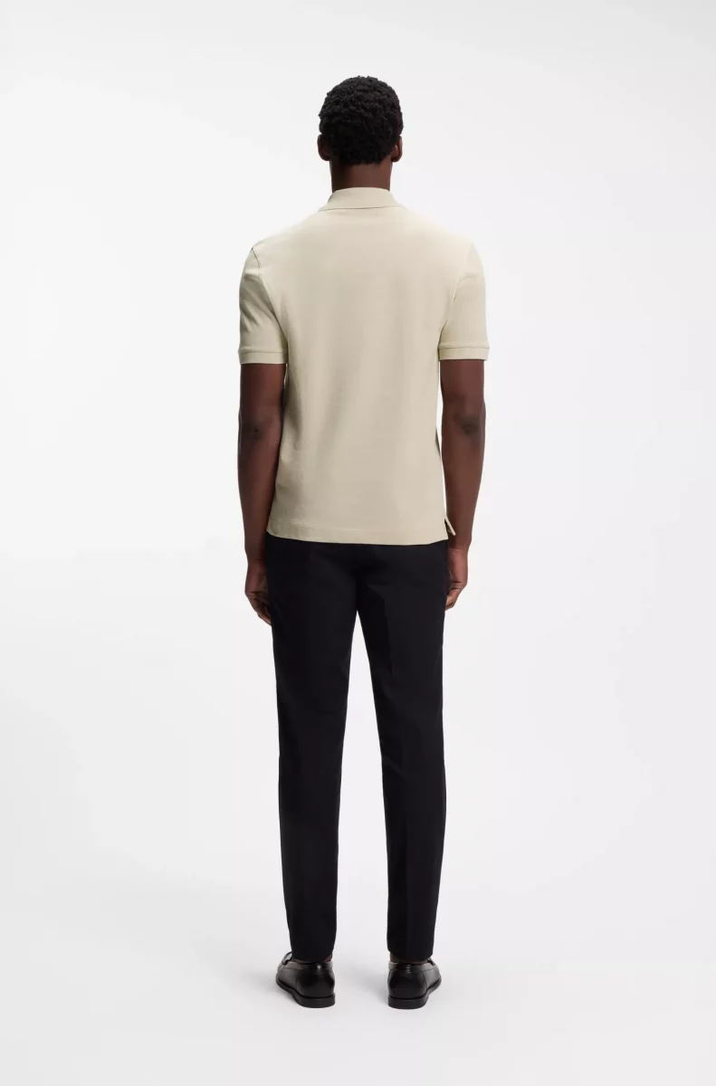 Polo Manches Courtes Pique Uni Beige Clair – Image 5