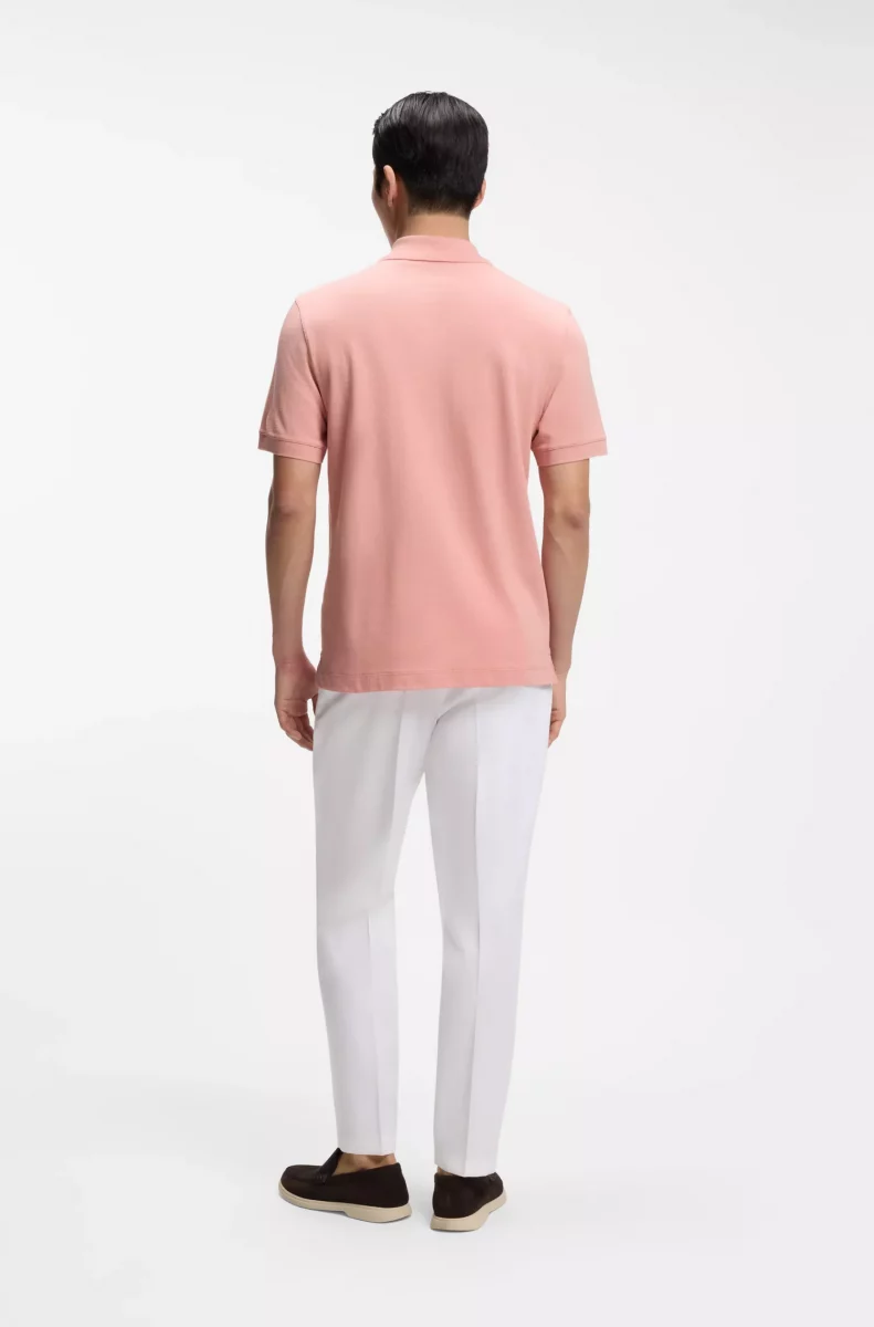 Polo Manches Courtes Pique Uni Rose Moyen – Image 5