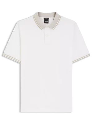 Polo Manches Courtes Mercerise Col Contraste Blanc